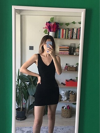 Bershka siyah dar mini elbise