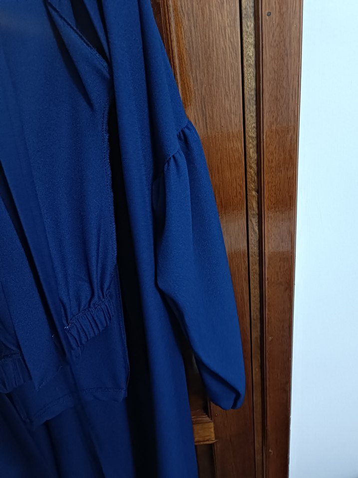 Kadın Lacivert Uzun Kollu Uzun Boy Kimono - Görsel 5