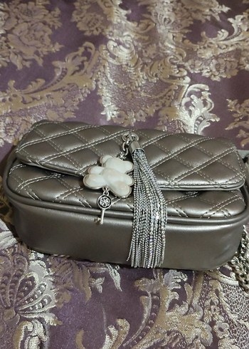 Gri Deri Kadın Çanta Püsküllü Matthew cox - Görsel 2