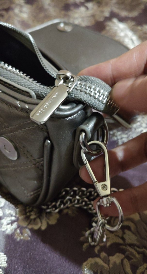 Gri Deri Kadın Çanta Püsküllü Matthew cox - Görsel 5