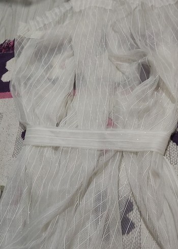 İşlemeli Beyaz Bohem Perde - Görsel 2