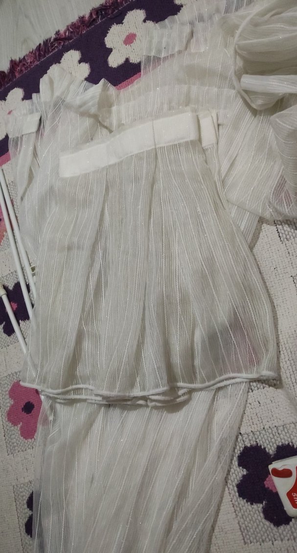 İşlemeli Beyaz Bohem Perde - Görsel 3