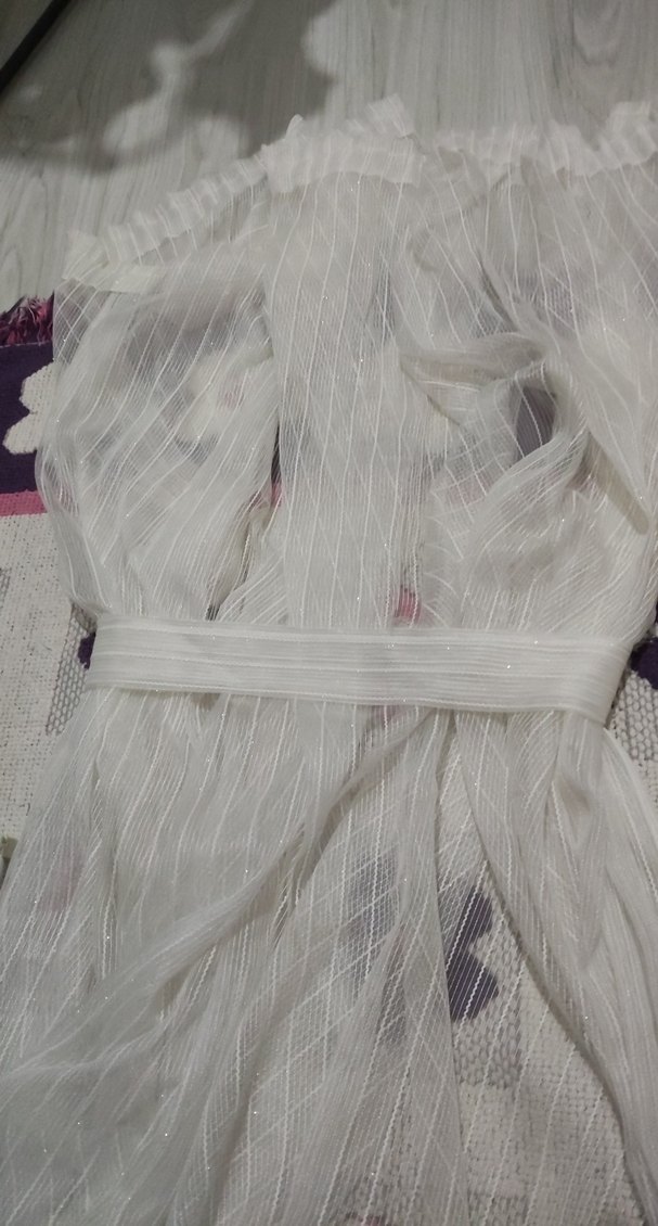 İşlemeli Beyaz Bohem Perde - Görsel 2