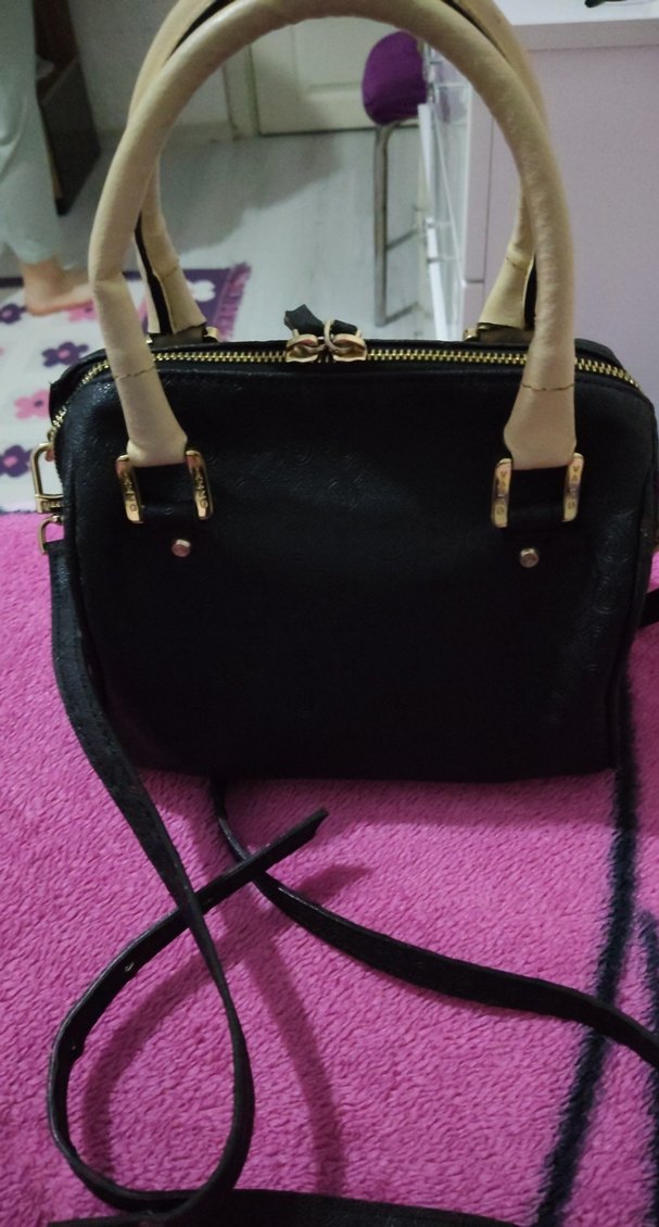 Klasik Siyah Deri Kadın Çanta vakko - Görsel 5