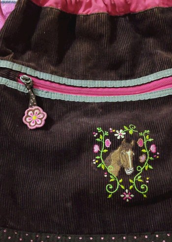 Kahverengi Nakışlı Bebek Çantası - Görsel 2