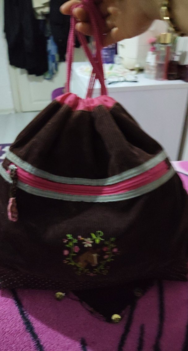 Kahverengi Nakışlı Bebek Çantası - Görsel 5