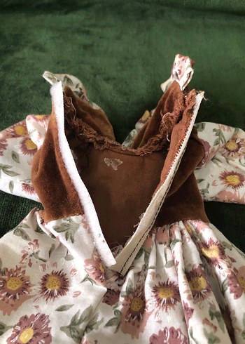 Porselen Bebek Elbisesi,Bohem Nakışlı Kahverengi Elbise - Görsel 4