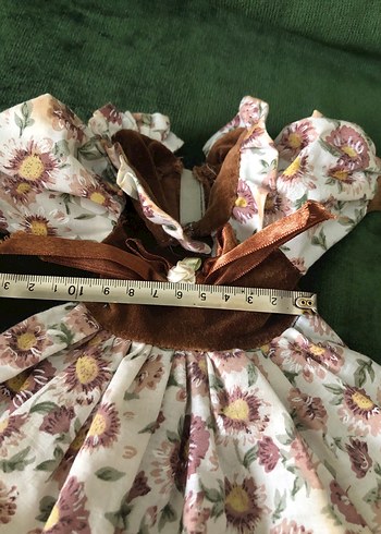 Porselen Bebek Elbisesi,Bohem Nakışlı Kahverengi Elbise - Görsel 6