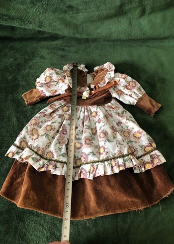 Porselen Bebek Elbisesi,Bohem Nakışlı Kahverengi Elbise - Görsel 5