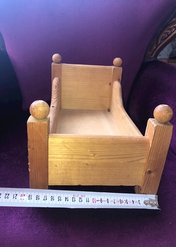 Vintage Ahşap Oyuncak Bebek Karyolası - Görsel 5