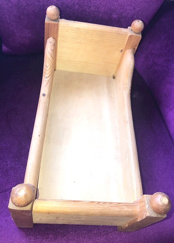 Vintage Ahşap Oyuncak Bebek Karyolası - Görsel 3