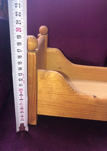 Vintage Ahşap Oyuncak Bebek Karyolası - Görsel 6