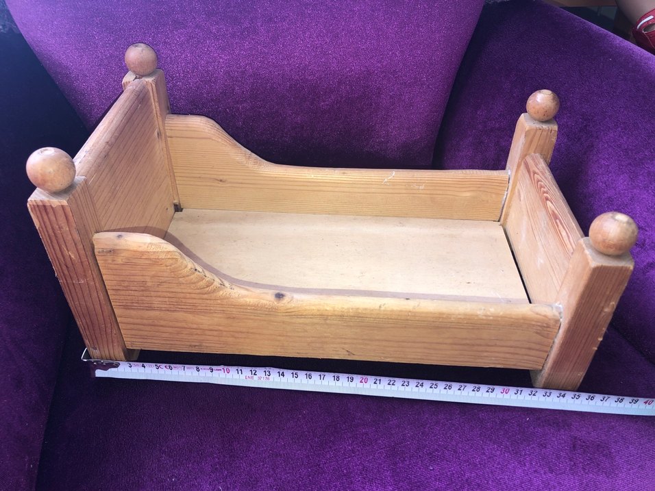 Vintage Ahşap Oyuncak Bebek Karyolası - Görsel 4