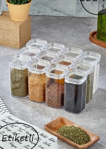 Etiketli Plastik Baharat Kavanozları Seti