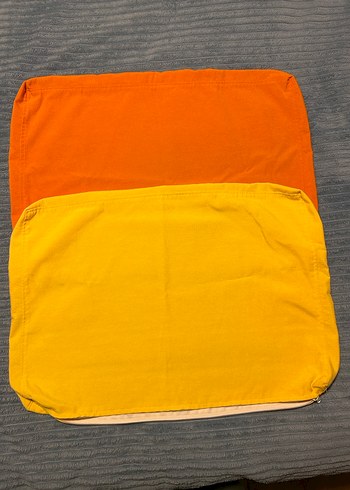 Gri Dokulu Yastık ve Sarı Turuncu Kılıf 1 adet - Görsel 6