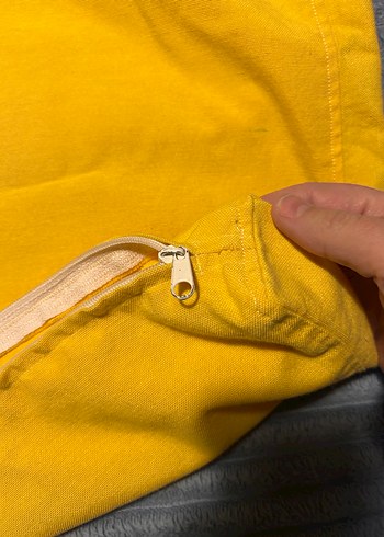 Gri Dokulu Yastık ve Sarı Turuncu Kılıf 1 adet - Görsel 5