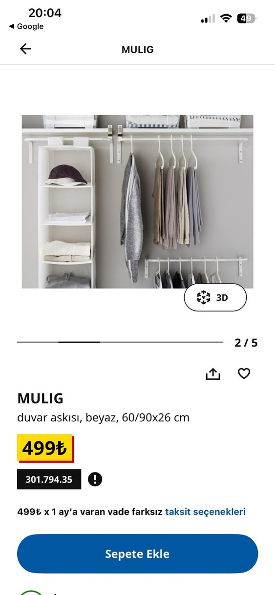 MULIG Beyaz Duvar Askısı 60/90x26 cm - Görsel 2