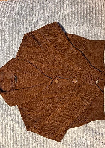 Kadın Triko Kahverengi Salaş Hırka - Görsel 5