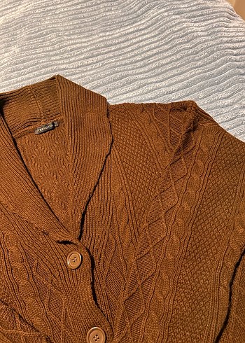 Kadın Triko Kahverengi Salaş Hırka - Görsel 4