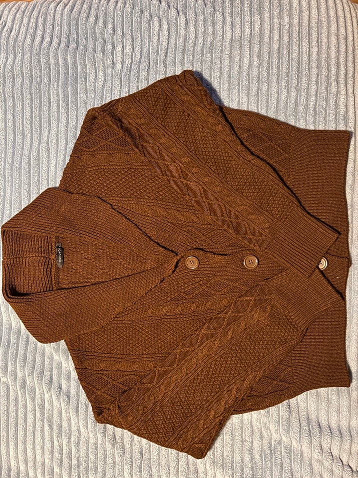 Kadın Triko Kahverengi Salaş Hırka - Görsel 5