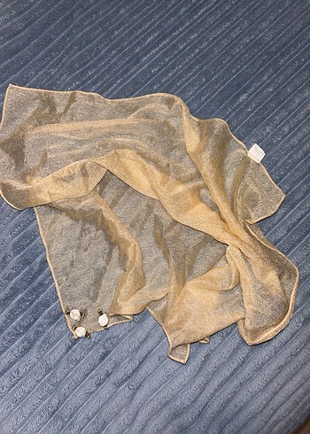 Fular Bej Parlak Keten Kadın Şal - Görsel 5