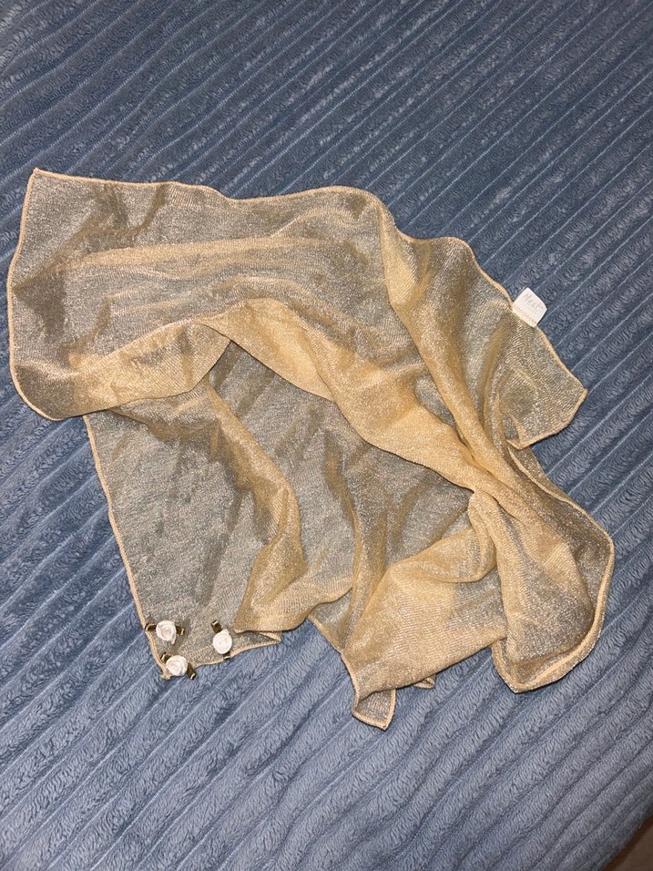 Fular Bej Parlak Keten Kadın Şal - Görsel 5