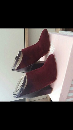 bordo kadife deri bootie