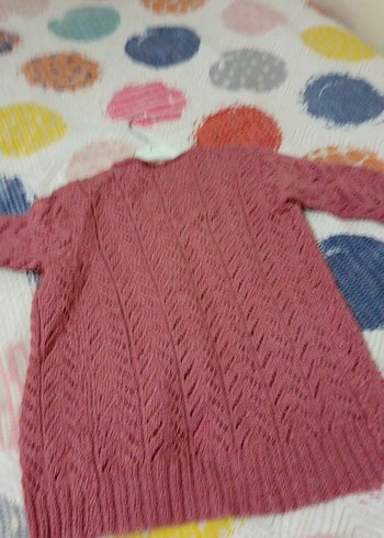 Bohem Tarzı Pembe Örgü Kız Hırka - Görsel 6