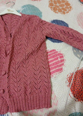 Bohem Tarzı Pembe Örgü Kız Hırka - Görsel 4