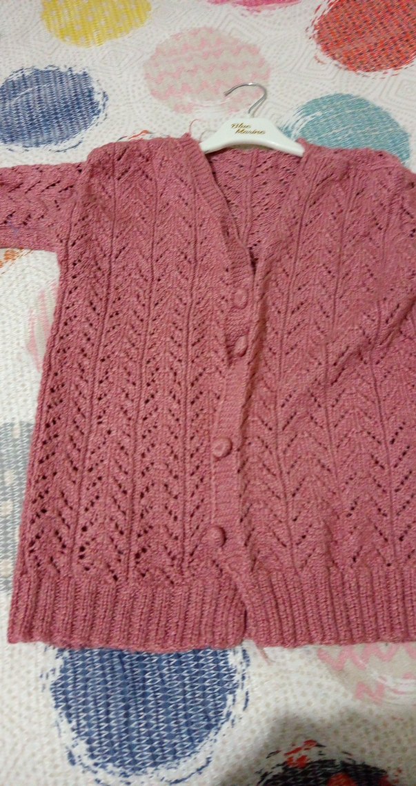 Bohem Tarzı Pembe Örgü Kız Hırka - Görsel 2