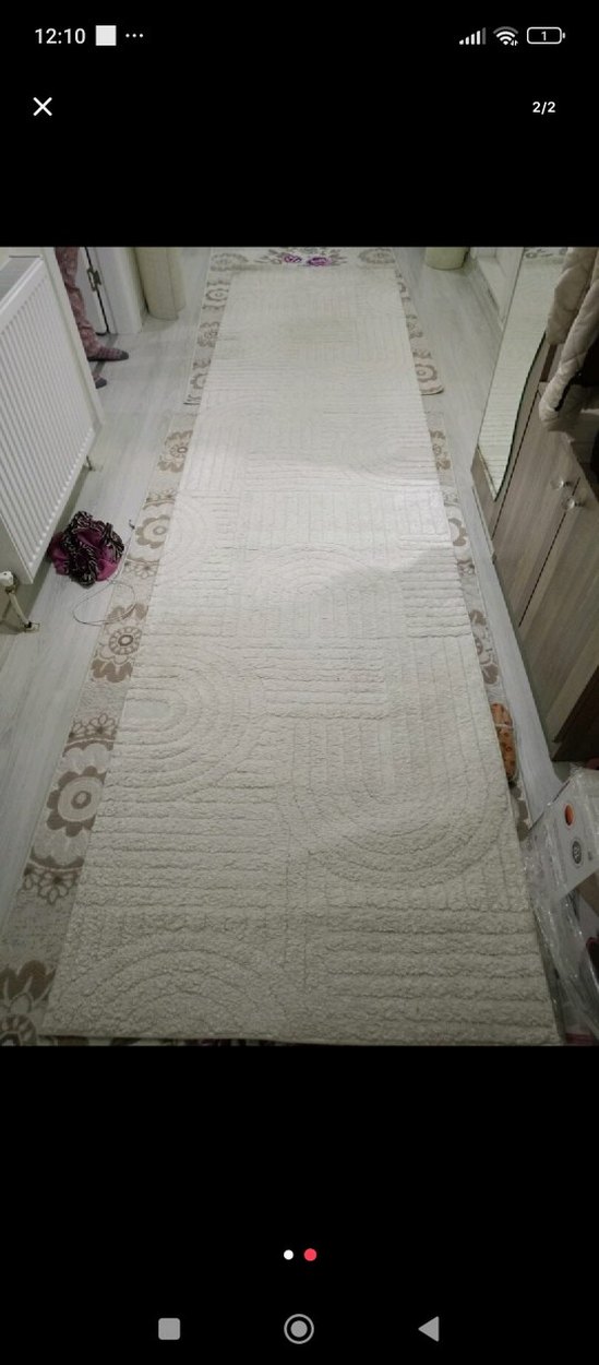 Beyazi Tonlarında Düz Şeritli Halı en 1 MT uzunluğu 3 - Görsel 2