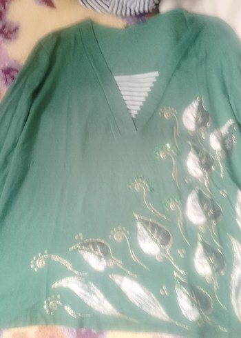 yeşil Nakışlı Papilla buluz - Görsel 2