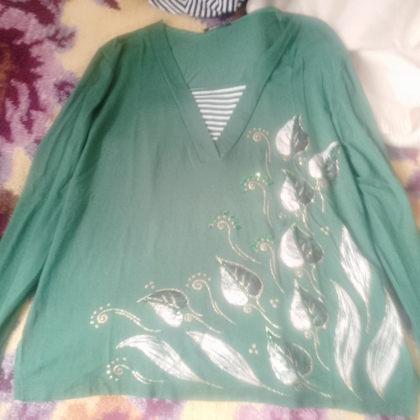 yeşil Nakışlı Papilla buluz - Görsel 3