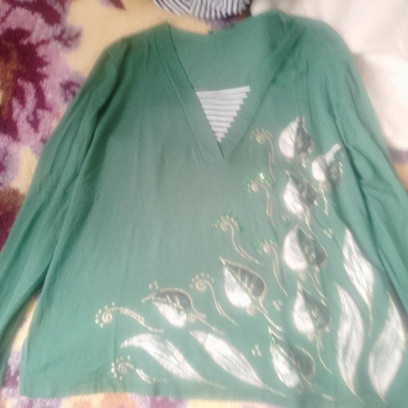 yeşil Nakışlı Papilla buluz - Görsel 2