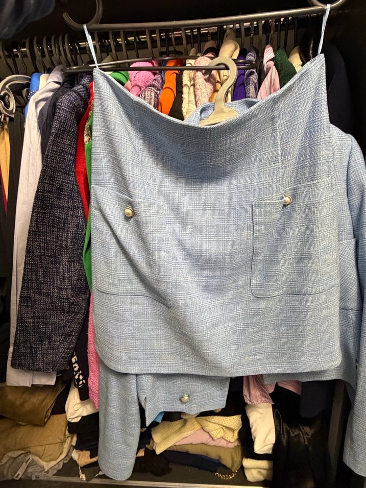 Düğmeli Mavi Denim Midi Kadın Takım - Görsel 2