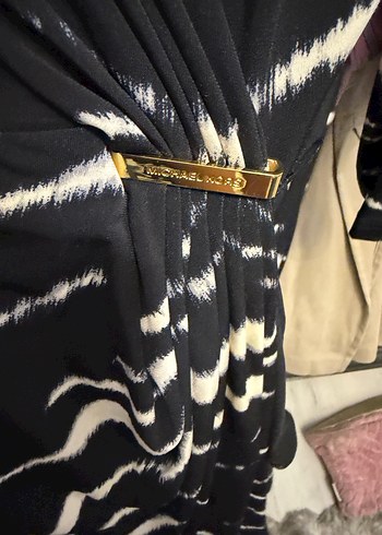 Zebra Desenli Siyah Midi Kadın Elbise - Görsel 2