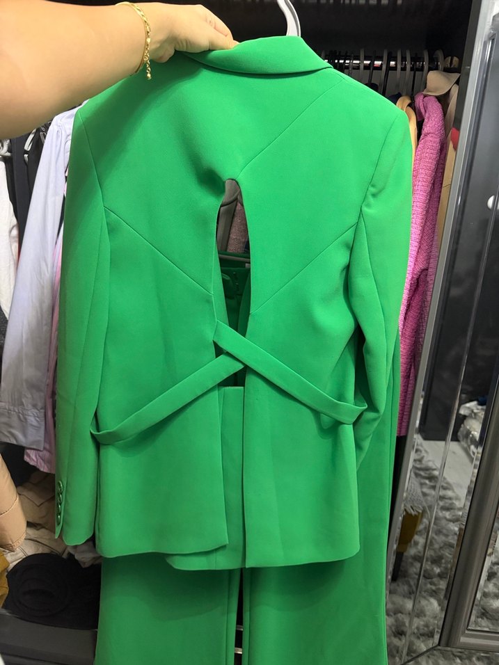 Yeşil Kadın Blazer ve Pantolon Takım - Görsel 2