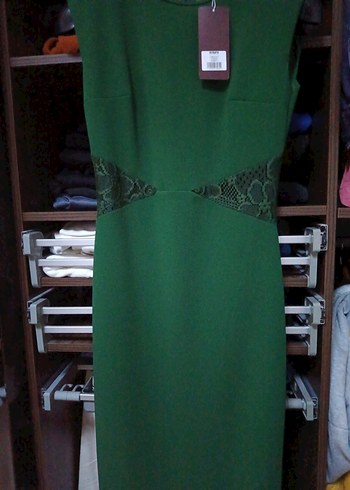 Kadın Yeşil Midi Abiye Elbise - Görsel 3