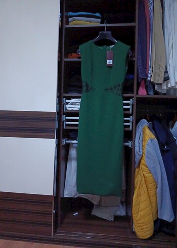 Kadın Yeşil Midi Abiye Elbise - Görsel 6