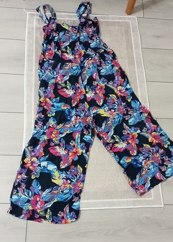 Renkli Desenli Bol Kesim Kadın Tulum - Görsel 2