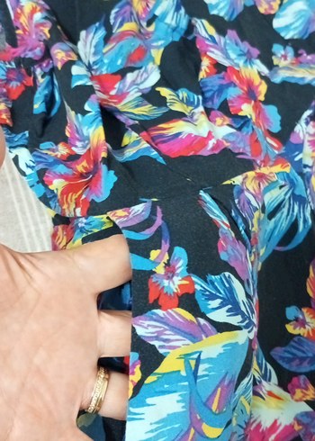 Renkli Desenli Bol Kesim Kadın Tulum - Görsel 3