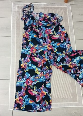 Renkli Desenli Bol Kesim Kadın Tulum - Görsel 6