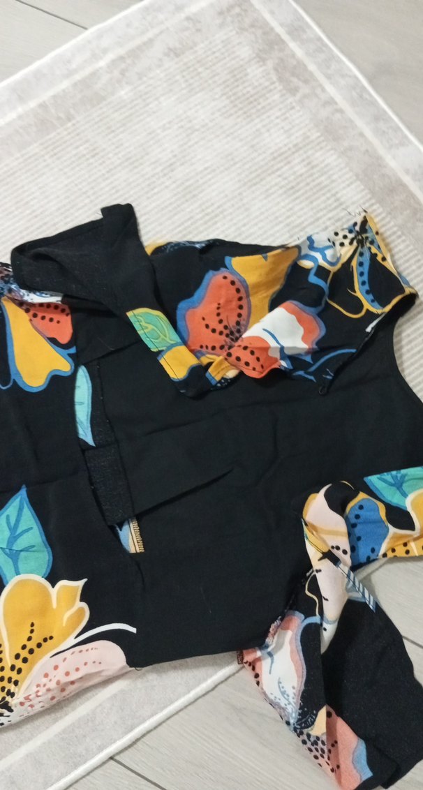 desenli bohem kısa kolsuz elbise - Görsel 2