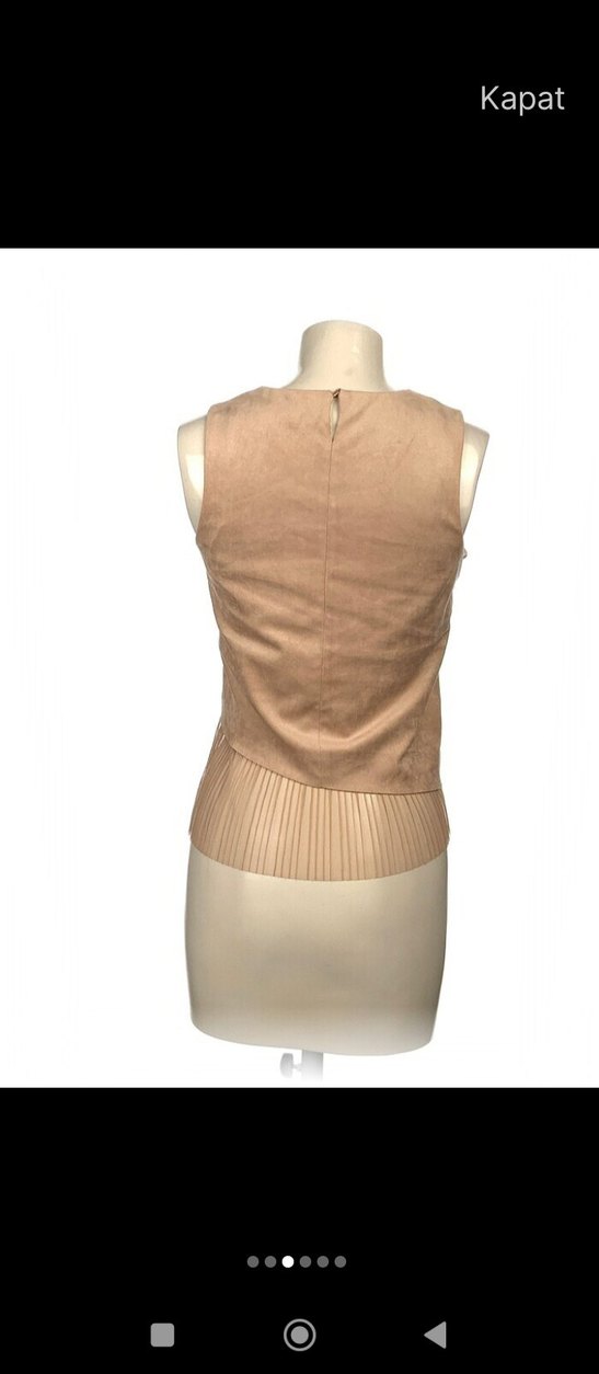 Bej Kolsuz Süet Mini Bluz - Görsel 2