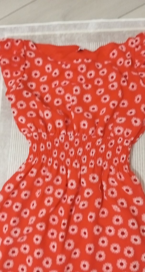 Kırmızı Çiçek Desenli Fırfırlı Bohem Elbise - Görsel 2