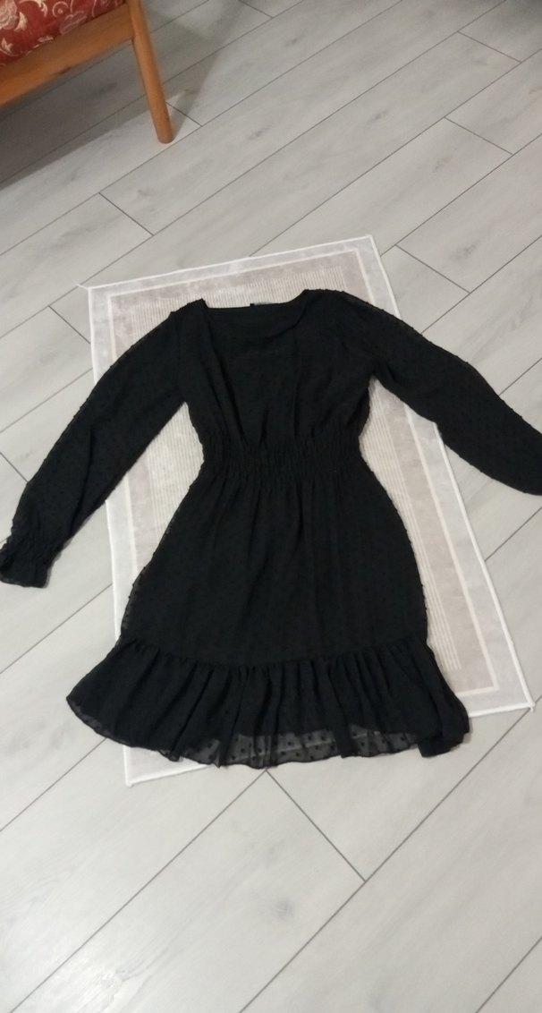 Uzun Kollu Siyah Midi Gotik Elbise - Görsel 2