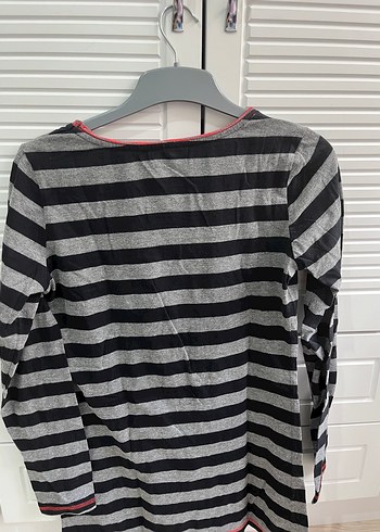 Gri Çizgili Uzun Kollu Hamile Tişörtü - Görsel 4