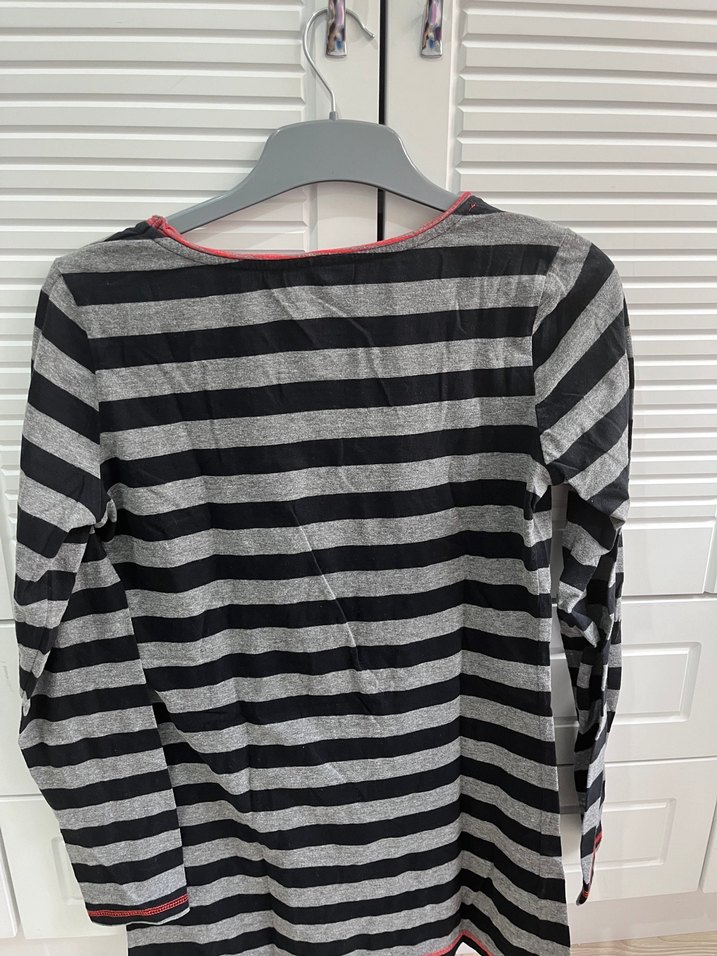 Gri Çizgili Uzun Kollu Hamile Tişörtü - Görsel 4