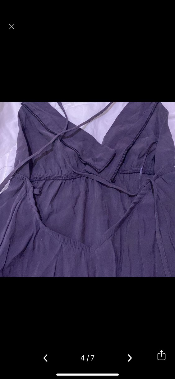 Gri Midi Saten Drapeli Halter Elbise - Görsel 3