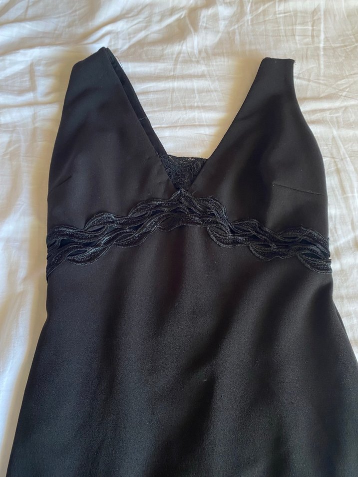 Uzun Siyah Gotik Drape İşlemeli Abiye Elbise çok kaliteli - Görsel 2